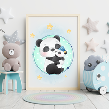 Laden Sie das Bild in den Galerie-Viewer, 3er Set Poster für Kinderzimmer Bilder Babyzimmer Babyparty Kinderposter Panda
