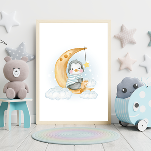 3er Set Poster Pinguin Bilder für Kinderzimmer Babyzimmer Deko Kinderposter Babyparty