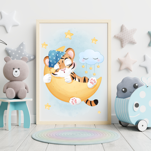 3er Set Poster für Kinderzimmer Bilder Babyzimmer Babyparty Kinderposter Tiger