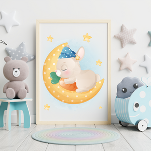 3er Set Poster für Kinderzimmer Bilder Babyzimmer Babyparty Kinderposter Hase Blau