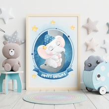Laden Sie das Bild in den Galerie-Viewer, 3er Set Poster für Kinderzimmer Bilder Babyzimmer Babyparty Kinderposter Elefant
