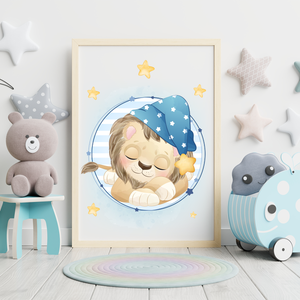 3er Set Poster für Kinderzimmer Bilder Babyzimmer Babyparty Kinderposter Löwe
