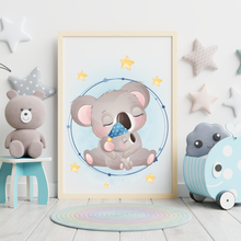 Laden Sie das Bild in den Galerie-Viewer, 3er Set Poster für Kinderzimmer Bilder Babyzimmer Babyparty Kinderposter Koala Mama
