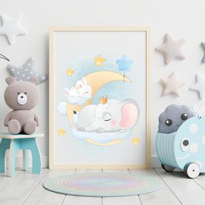 3er Set Poster für Kinderzimmer Bilder Babyzimmer Babyparty Kinderposter Elefant Hase