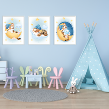 Laden Sie das Bild in den Galerie-Viewer, 3er Set Poster für Kinderzimmer Bilder Babyzimmer Babyparty Kinderposter Tiger

