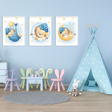 Laden Sie das Bild in den Galerie-Viewer, 3er Set Poster für Kinderzimmer Bilder Babyzimmer Babyparty Kinderposter Löwe
