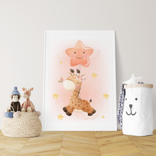 Laden Sie das Bild in den Galerie-Viewer, 3er Set Poster für Kinderzimmer Bilder Babyzimmer Babyparty Kinderposter Giraffe
