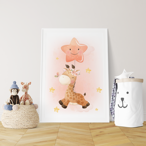 3er Set Poster für Kinderzimmer Bilder Babyzimmer Babyparty Kinderposter Giraffe