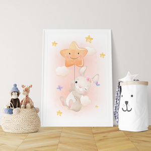 3er Set Poster für Kinderzimmer Bilder Babyzimmer Babyparty Kinderposter Hase