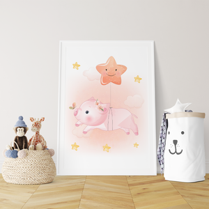3er Set Poster für Kinderzimmer Bilder Babyzimmer Babyparty Kinderposter Schweinchen