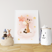 Laden Sie das Bild in den Galerie-Viewer, 3er Set Poster für Kinderzimmer Bilder Babyzimmer Babyparty Kinderposter Giraffe

