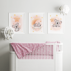3er Set Poster für Kinderzimmer Bilder Babyzimmer Babyparty Kinderposter Koala