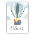 Kinderposter personalisiert Name | Kinderzimmer Bild Heißluftballon Safari Tiere