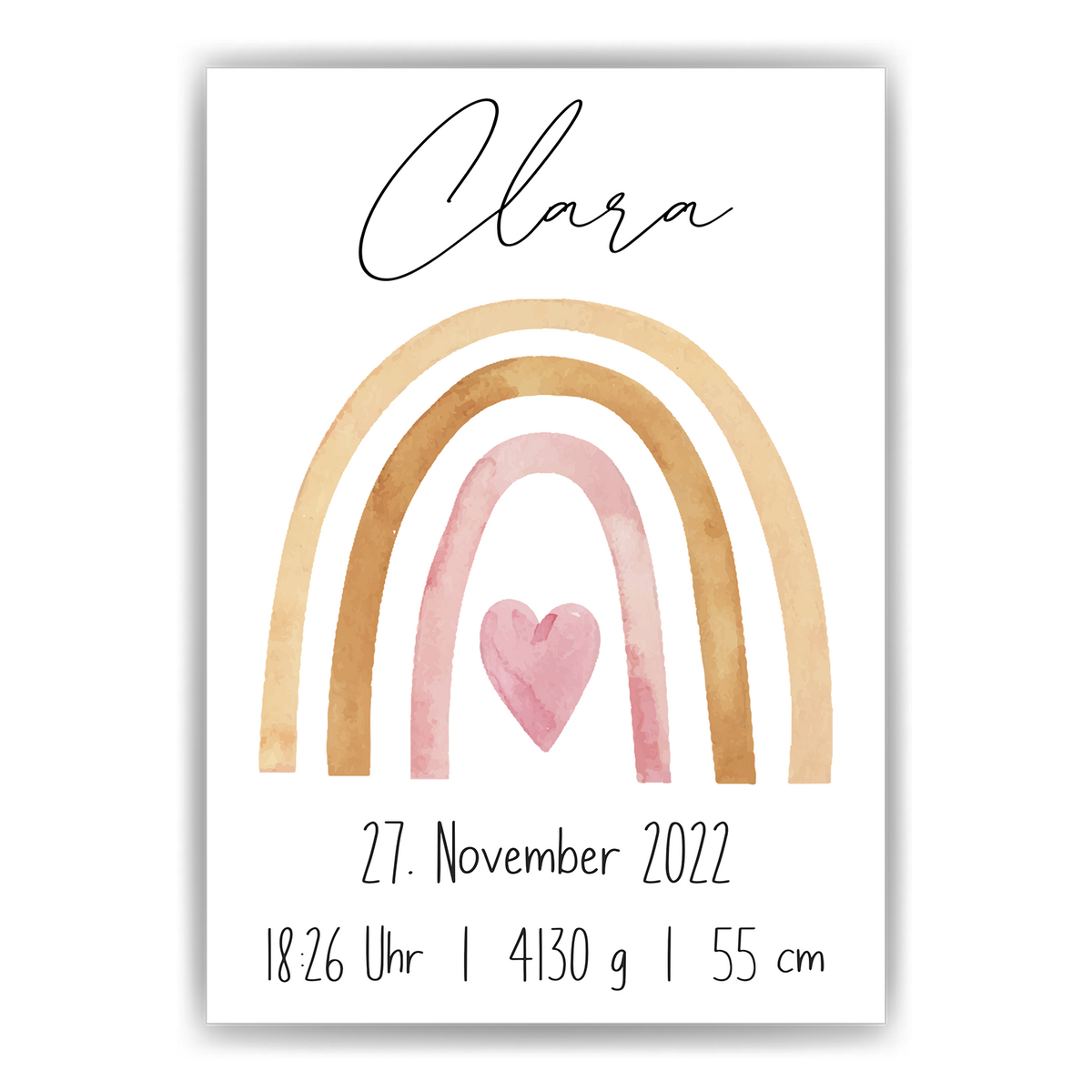Regenbogen Geburtsposter personalisiert | Name Name Uhrzeit Größe Gewicht | Kinderzimmer Bild Babyposter Kinderposter Geschenk
