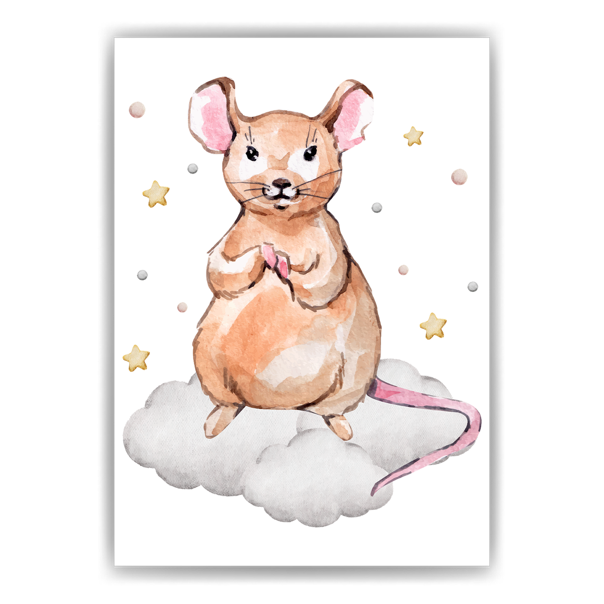 Maus Wolke Bild Kinderzimmer Deko DIN A4 Poster Babyzimmer Wandbild