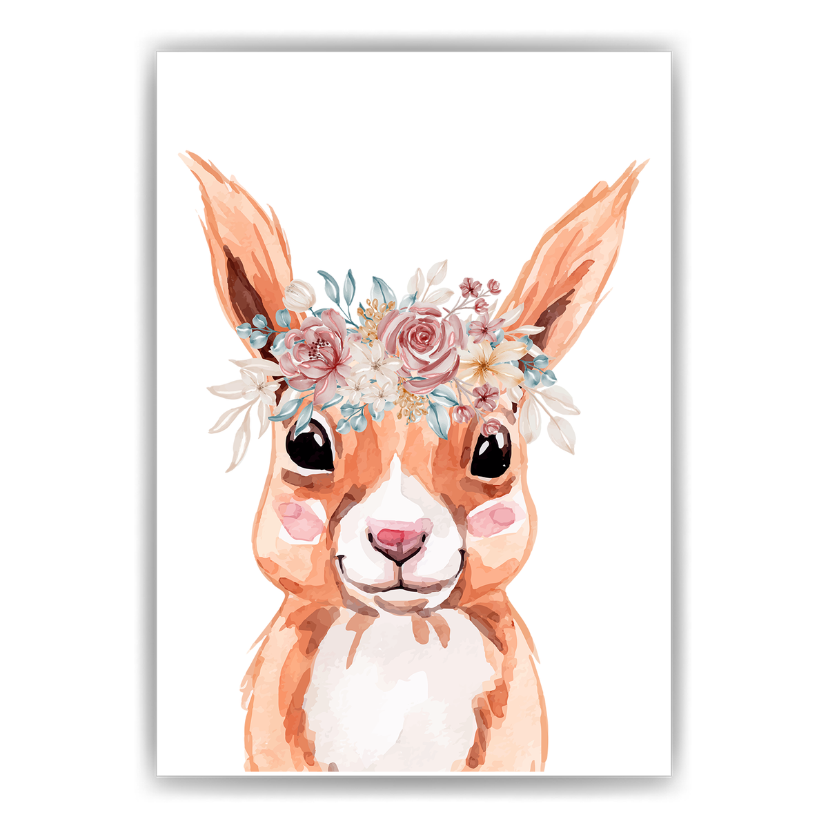Eichhörnchen Blumenkranz Bild Kinderzimmer Deko DIN A4 Poster Babyzimmer Wandbild