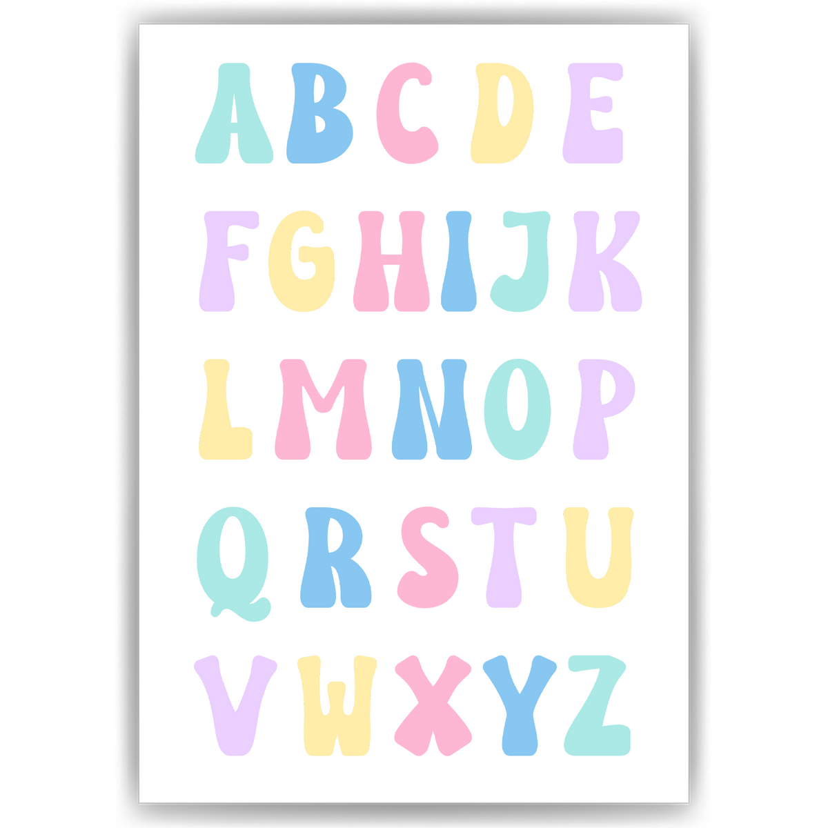 Alphabet Kinderposter ABC Lernposter Kinderzimmer Wandbild Einschulung Kindergarten Grundschule Lernhilfe für Kinder