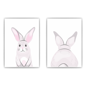 Niedlicher Hase 2er Set Kinderzimmer Bilder DIN A4 Wandbilder Deko Babyzimmer Poster