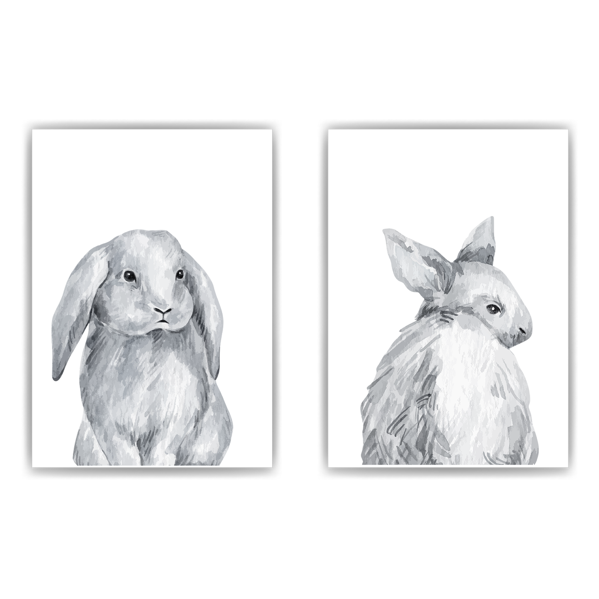 Hase 2er Set Bilder Kinderzimmer Deko DIN A4 Poster Babyzimmer Wandbilder