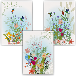 Natur Blumen Bilder 3er Set DIN A4 Kinderzimmer Wandbilder Babyzimmer Poster Dekoration