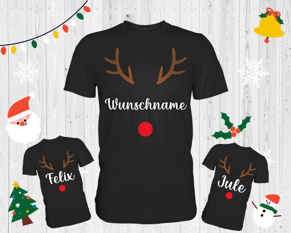 Rentier Personalisiertes Weihnachtsoutfit Wunschname Weihnachten T-Shirt