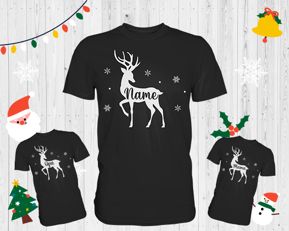 Rentier Personalisiertes Weihnachtsoutfit Wunschname Weihnachten T-Shirt