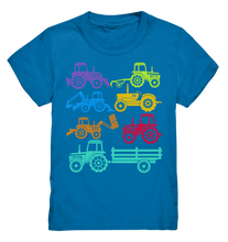 Laden Sie das Bild in den Galerie-Viewer, Traktor Landmaschinen Bunte Trecker T-Shirt Kinder
