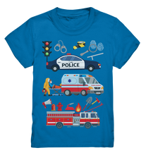 Laden Sie das Bild in den Galerie-Viewer, Feuerwehrauto Polizeiauto Krankenwagen T-Shirt Kinder
