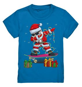 Dabbing Santa Skatboard Weihnachtsmann Lichterkette Kinder T-Shirt