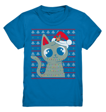 Laden Sie das Bild in den Galerie-Viewer, Katze Weihnachtsoutfit Kätzchen Lichterkette Weihnachten Kinder T-Shirt
