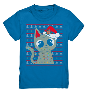 Katze Weihnachtsoutfit Kätzchen Lichterkette Weihnachten Kinder T-Shirt