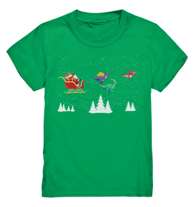 Dinosaurier Weihnachten Dino Schlitten Kinder T-Shirt
