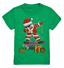 Laden Sie das Bild in den Galerie-Viewer, Dabbing Santa Skatboard Weihnachtsmann Lichterkette Kinder T-Shirt
