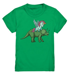 Dinosaurier Einhorn reitet Dino Kinder T-Shirt