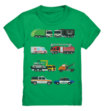 Laden Sie das Bild in den Galerie-Viewer, Feuerwehrauto Polizei Müllauto Krankenwagen T-Shirt Kinder
