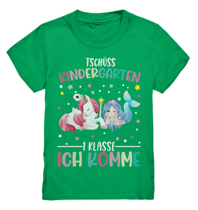 SCHULKIND T-Shirt EINHORN MEERJUNGFRAU Einschulung Outfit Mädchen Schulanfang Geschenkidee Schulkind 2023 Geschenk