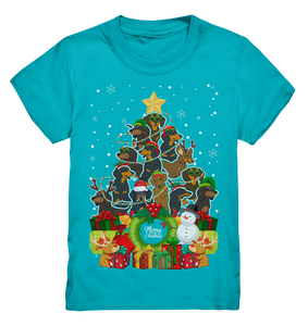 Weihnachten Dackel Weihnachtsbaum Hunde Weihnachtsoutfit Kinder T-Shirt