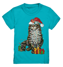 Laden Sie das Bild in den Galerie-Viewer, Katze Weihnachten Santa Kätzchen Weihnachtsoutfit Kinder T-Shirt
