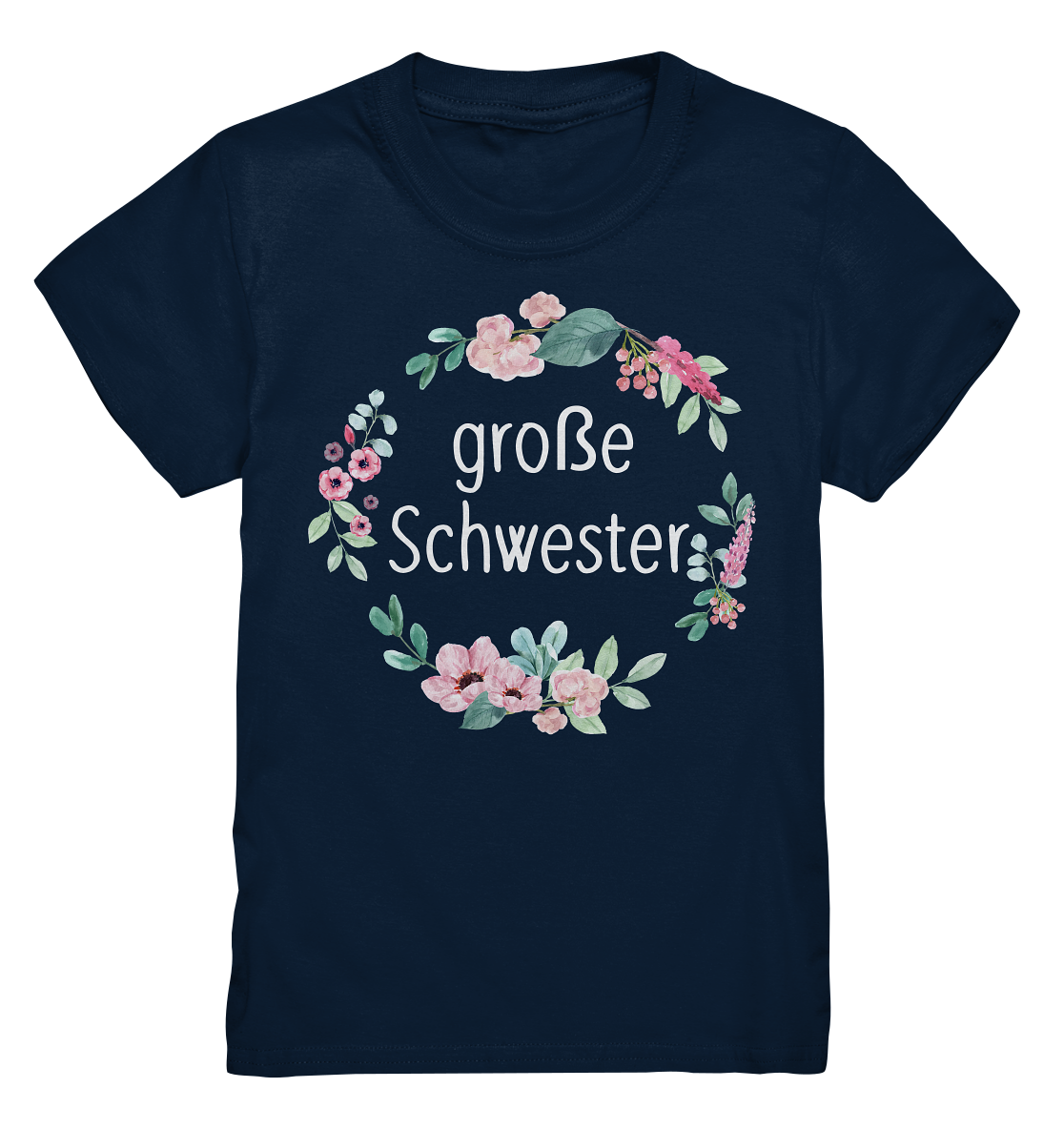 Große Schwester T-Shirt Blumenkranz Große Schwester Geschenk
