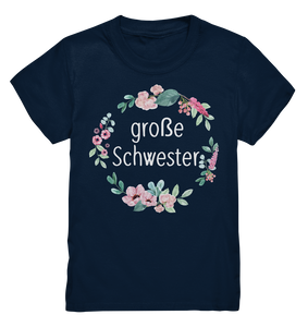 Große Schwester T-Shirt Blumenkranz Große Schwester Geschenk