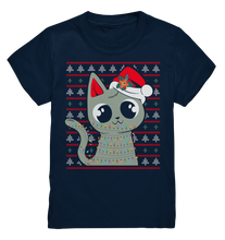 Laden Sie das Bild in den Galerie-Viewer, Katze Weihnachtsoutfit Kätzchen Lichterkette Weihnachten Kinder T-Shirt
