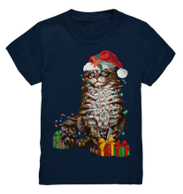 Laden Sie das Bild in den Galerie-Viewer, Katze Weihnachten Santa Kätzchen Weihnachtsoutfit Kinder T-Shirt
