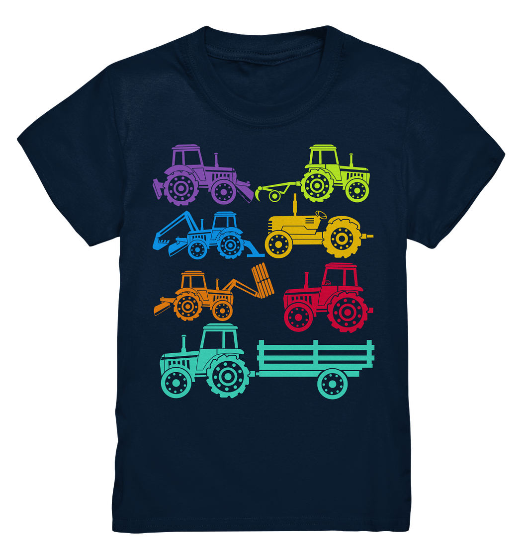 Traktor Landmaschinen Bunte Trecker T-Shirt Kinder