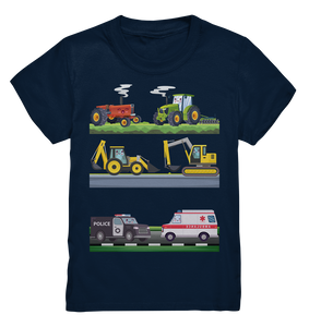 Traktor Bagger Polizei Krankenwagen T-Shirt Kinder