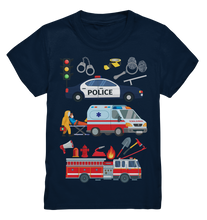 Laden Sie das Bild in den Galerie-Viewer, Feuerwehrauto Polizeiauto Krankenwagen T-Shirt Kinder

