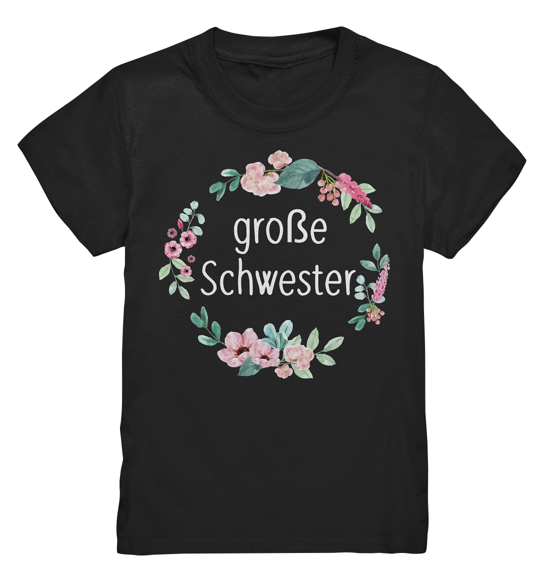 Große Schwester T-Shirt Blumenkranz Große Schwester Geschenk