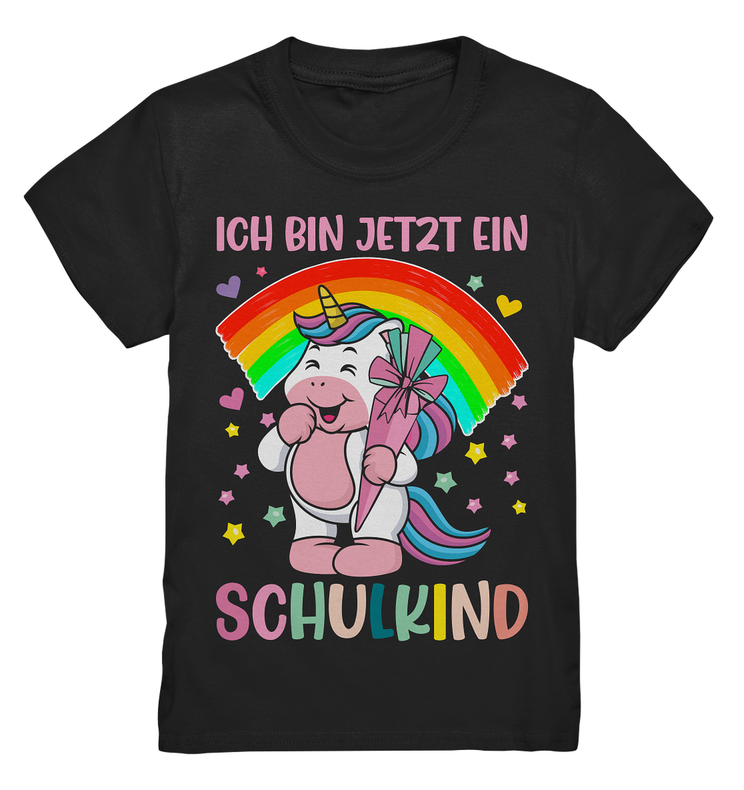 SCHULKIND T-Shirt EINHORN Einschulung Outfit Mädchen Schulanfang Geschenkidee Schulkind 2024 Geschenk