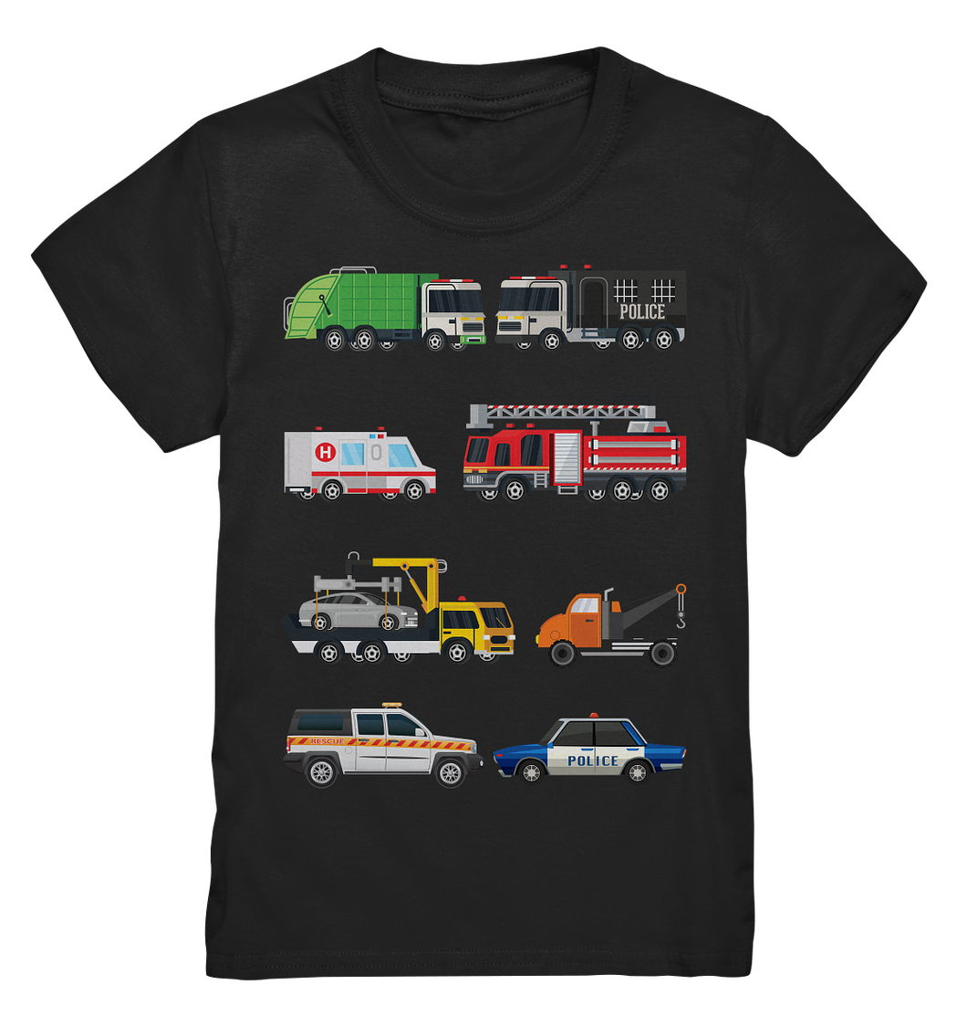 Feuerwehrauto Polizei Müllauto Krankenwagen T-Shirt Kinder