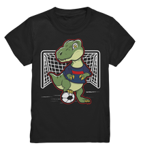 Laden Sie das Bild in den Galerie-Viewer, Fußballspieler Dino Fußballer Dinosaurier Fußball T-Shirt Kinder
