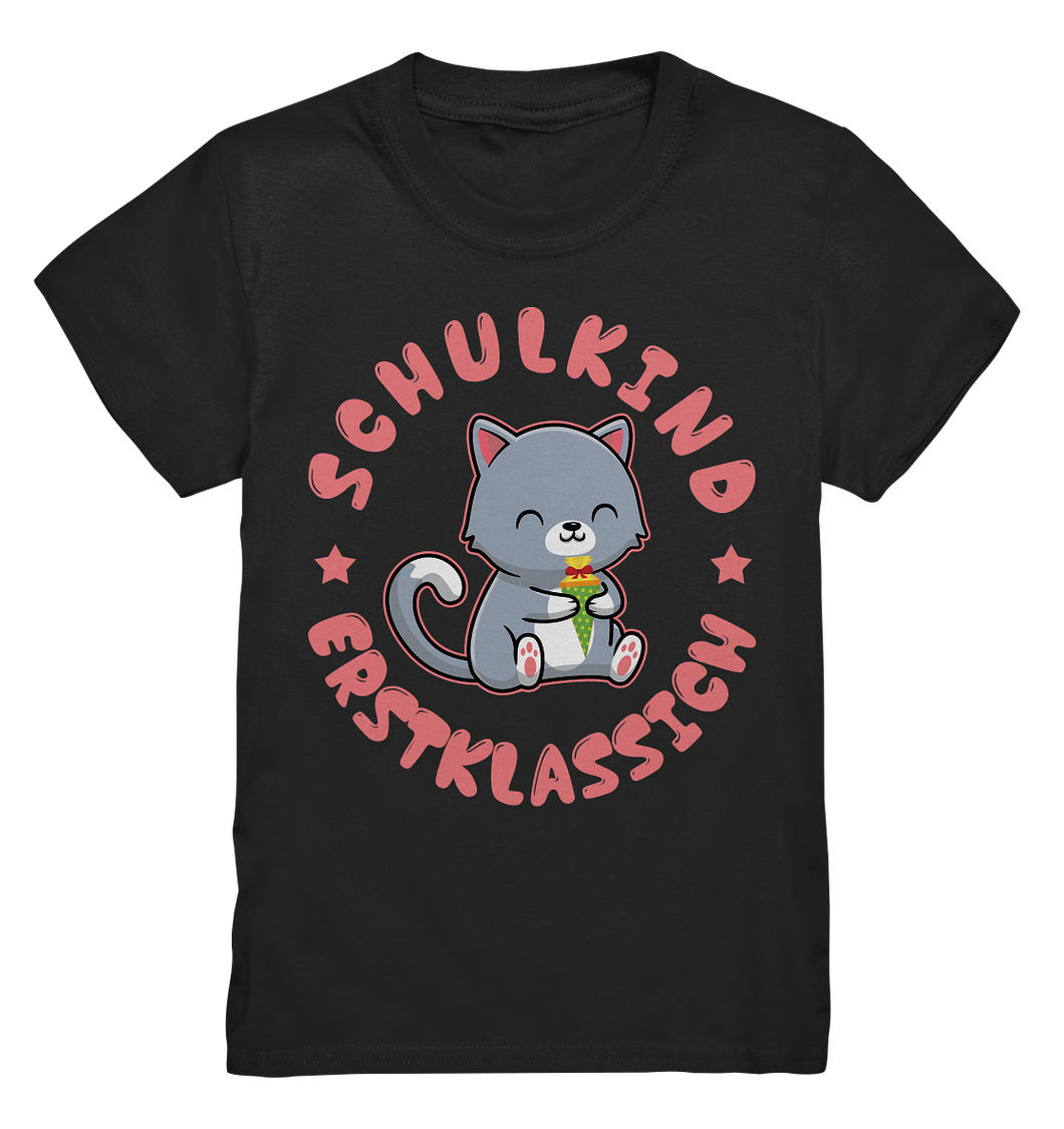 Katze SCHULKIND T-Shirt Einschulung Geschenk 2023 Schulanfang Outfit